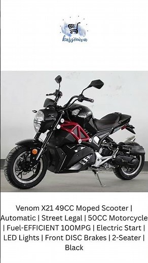 Venom X21 49CC Moped Scooter Automatic Street Legal 50CC Motorcycle Fuel EFFICIENT 100MPG Elect