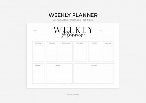 Printable Weekly Planner: Minimalist Black & White (digital Download) - Etsy