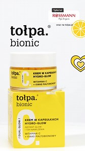 bionic krem w kapsułkach hydro-glow. Efekt "DUAL GLOW"? TO #wzmoCna witamina C połączona z kwasem maltobionowym. Dla odnowionej i nawilżonej skóry. | tołpa.
