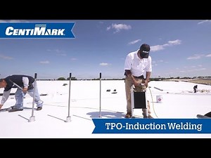 Induction welding of a TPO membrane.