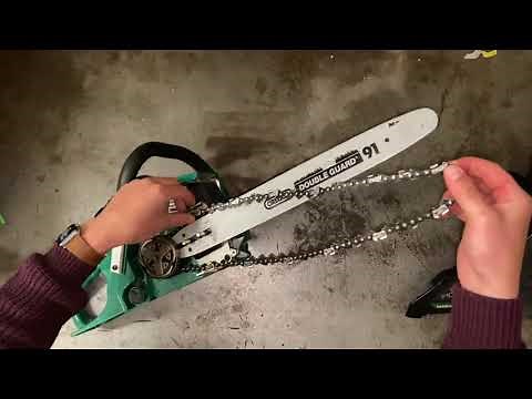How to... Change the chain on an Aldi Gardenline / Ferrex Petrol Chainsaw