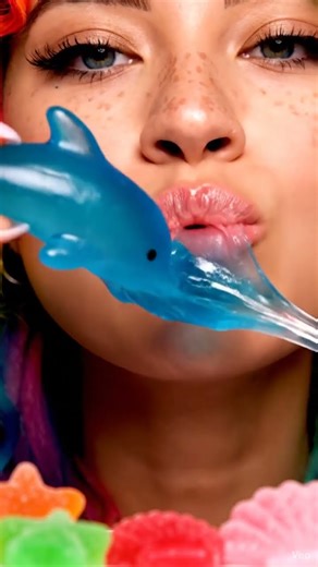 How Long Can This Gummy Dolphin Stretch? 🐬 #asmr #satisfying