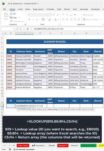 Microsoft Excel – XLOOKUP Formula used to return multiple columns #excel #shorts #exceltips