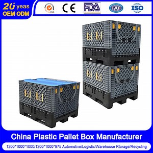 [Hot Item] Large Bulk Heavy Duty Large Stackable Folding Collapsible Bulk Plastic Pallet Foldable Large Box/Bin Container for Storage
