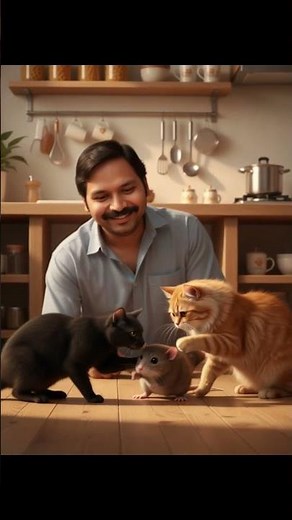Meri Kitchen Mein Rat aur 2 Cats Playing Together | Cute Cat Rat Friendship Video @soch2.00