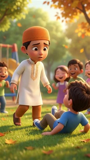Little Boy Helps Friend Who Fell Down | Beautiful Kindness & Friendship Islamic Cartoon for Kids Assalamu Alaikum little caring friends! 🤝❤️ Watch this heartwarming 32-second cartoon: A sweet Muslim boy stops playing immediately when his friend falls during a game, rushes to help him stand up, checks if he’s okay, and makes sure everyone is happy again – showing the beautiful Islamic akhlaq of caring for friends instantly! Perfect for teaching children: Helping friends right away when they fall