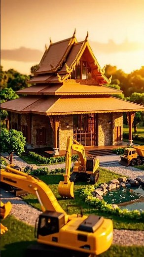 Miniature Dream Home Construction: Tiny World, Big Machines! 🏡🚜