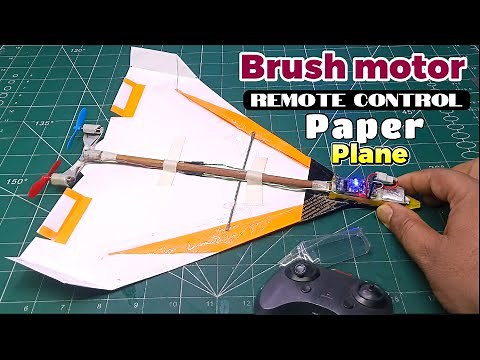 Making RC Paper Airplane with Brush Motor | Diy Remote Control Paper Plane Homemade