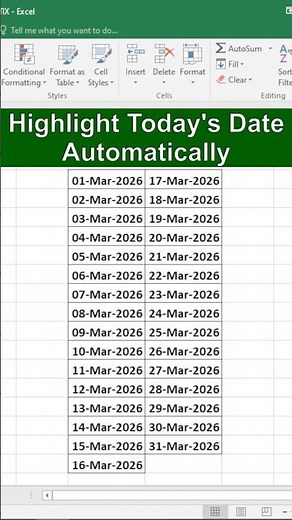 Auto Highlight Today's Date in Excel 😳 (No Formula Trick)