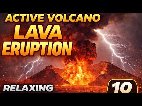 Active Volcano Lava Eruption | Fire and Lava Sounds for Relaxation (10 Hours)