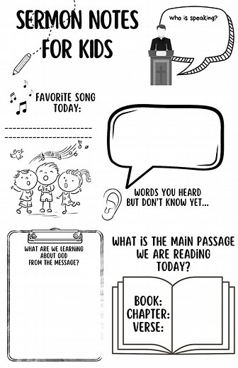 Sermon Notes for Kids-canva Template-church Resource Canva-kids Church Notes-sunday School Resource-sermon Notes-church Notes-kids Church - Etsy