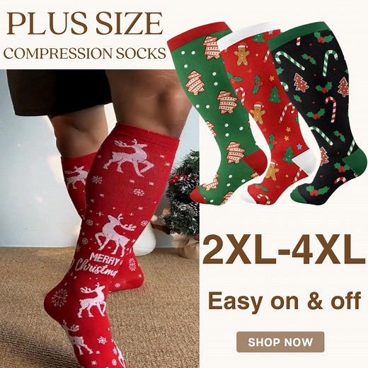  Christmas Special Design! Plus-Size Compression Socks – Comfort &...