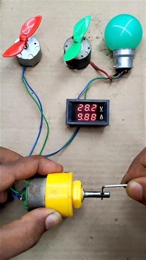 Powering Neon Light & Two DC Fan Motor With Matel Gear Motor Generator _ DC Motor #dcmotor #tech