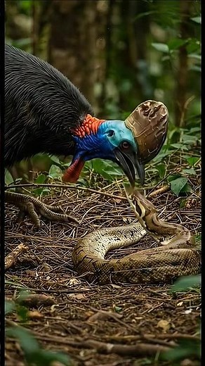 Cassowary vs Python Fierce Jungle Defense Caught on Cameranewshort #wildlife #cassowary #newshort