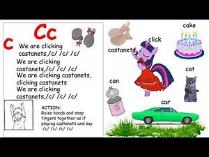 JOLLY PHONICS LETTER Cc SONG WITH VOCABULARY ,ACTION AND LYRICS-(phase 2)-repeated 2x