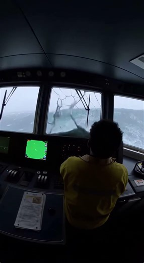 Massive Rogue Wave Smashes Through Cargo Ship Bridge During Storm