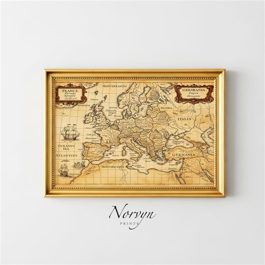 Vintage Europe Map Printable | Antique European Map Art, Old World Cartography, Historic Wall Art - Etsy