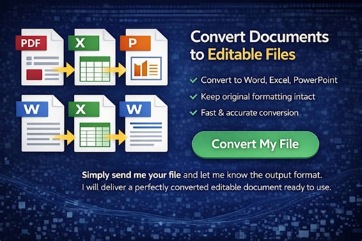 Cdomenech: I will convert PDF to word, excel, powerpoint and any other format for $10 on fiverr.com
