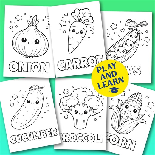 Educational Vegetable Coloring Pages Printable for Kids - Preschool Food Coloring Book PDF - Etsy