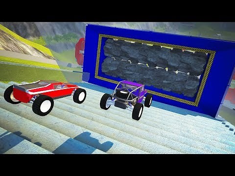 Shredding RC Car Stairs Jumps Down - BeamNG.drive