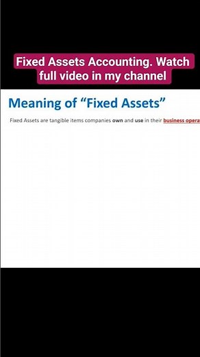 Fixed Assets Accounting, class 11#shortsfeed #shorts #shortsfeed #youtubeshorts #fixedassets