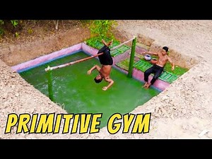 Building an Underground Swimming Pool and Natural Gym | Primitive Building Skills 🌿💦💪