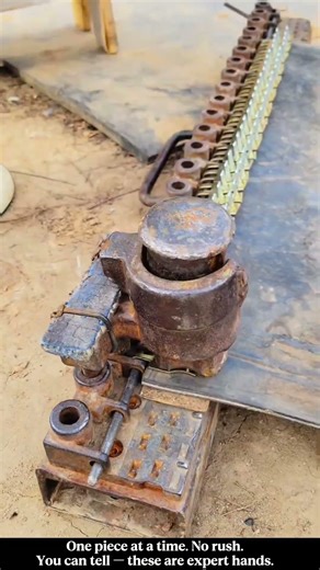 Master Worker Installing a Conveyor Belt by Hand. #work #craft