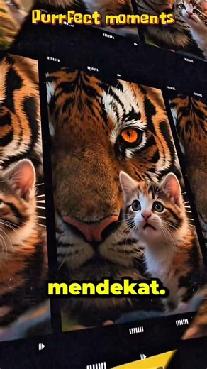 This kitten was chased by a tiger in the middle of the forest... 😭🐯 #shorts #cat #sadstory