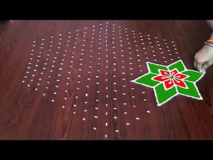 Sankranthi chukkala muggulu 19x10 middle dots | Dot Rangoli | How to Make Rangoli | Aarti Rangoli