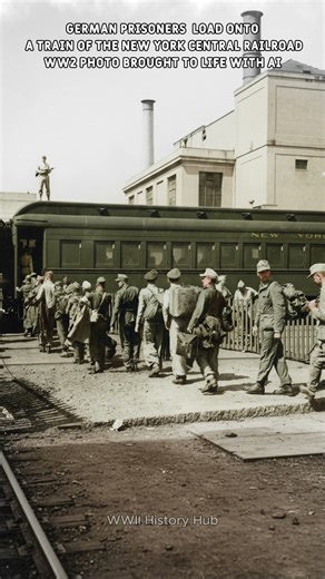 WWII Photo: German Prisoners Loaded Onto New York Central Railroad Trains #shorts