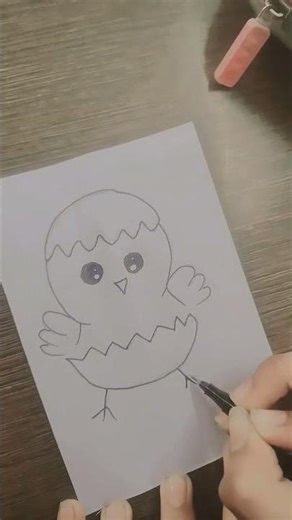 simple chick drawing tutorial ✨#shorts#drawing