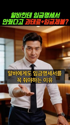 알바에게도 임금명세서를 꼭 줘야하는 이유(안주면 과태료+임금체불 분쟁) | 1분노무상식 #임금명세서 #shorts