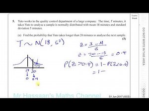 EDEXCEL S1 JUNE 2017 GCE Q5a,b Normal Distribution