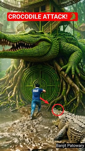 I Built a Giant Crocodile Bamboo House 🐊🏡 Saved My Life| Beautiful Handmade Bamboo Craft.#woodscraft