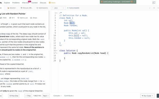 Leetcode 138 复制带随机指针的链表【两种解法：遍历和递归】