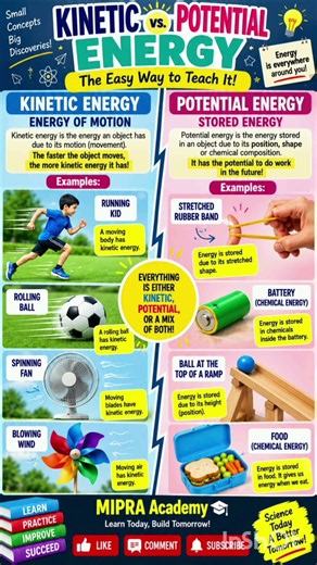 Kinetic vs Potential Energy ⚡ | Easy Science for Kids | Class 6 Science | MIPRA Academy 🏆