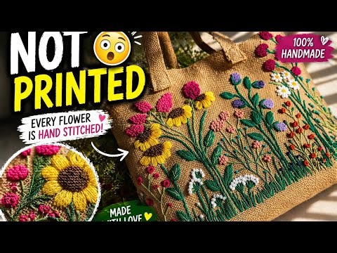 From Thread to Masterpiece: Hand Embroidered Floral Tote Bag 🌸