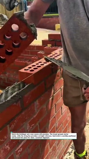 Perfect Brickwork with a Mason's Trowel and String Line! #Masonry #Bricklaying #Construction Expert