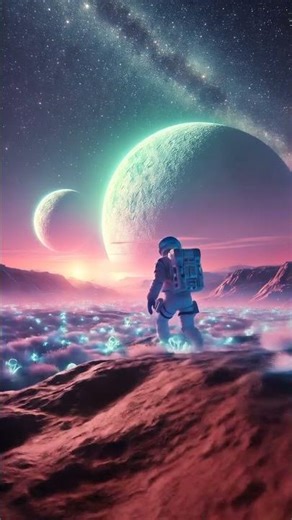 An astronaut walking on a glowing alien planet👽👨‍🚀 #astronut #aishorts #astronaut #viral #alien