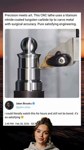 Precision meets art. This CNC lathe uses a titanium nitride-coated tungsten carbide tip to carve...