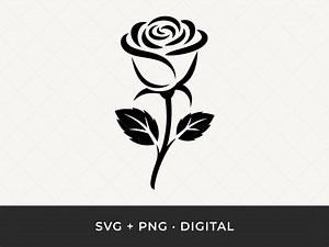 Rose SVG: Single Rose Outline Cut File for Cricut and Silhouette - Etsy
