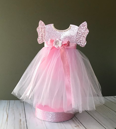 Tulle Tutu Dress Centerpiece: Pink Glitter Party Decor - Etsy