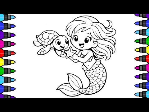 Easy Cartoon Mermaid Drawing for Kids 🧜‍♀️✨ |