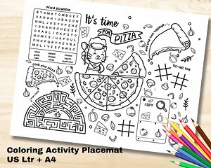Coloring Placemats for Kids Pizza Party, Printable Restaurant Activity Sheet, Coloring Page Placemat With Colouring and Games, Party Favor - Etsy UK