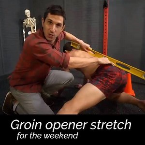 Get that groin ready for the weekend! As provocative as this movement looks, it is incredible for loosening the hips and groin. The groin rock is a great movement to warm up your squats, side lunges, deadlifts, or improve the mobility in your hip. Do this exercise for 2 minutes on each side. Rocking back and forth SLOWLY. There are a few additional tips for this exercise that are not mentioned in the video that will help to intensify the stretch in the groin and simultaneously strengthen the hip