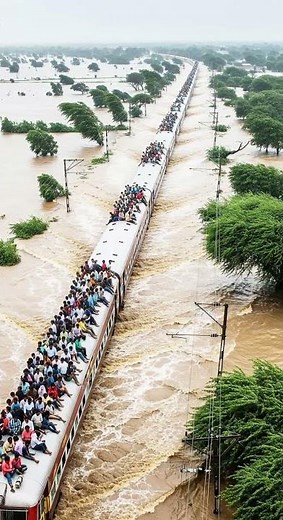 Train Battles Deadly Floods in India | Unbelievable Survival Through the Storm #flooddisaster