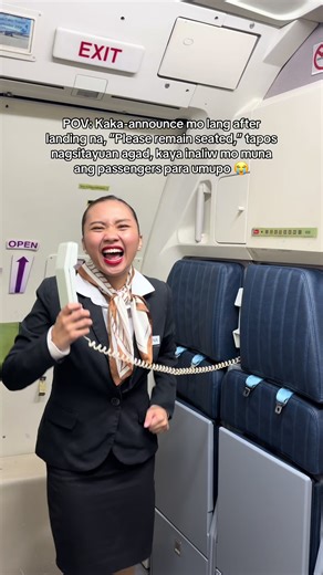 Mga mahal po nating pasahero, para po sa safety ng lahat, manatili po muna tayong nakaupo 😙💛 xoxo, mwaps! Thank you po ulit, @PTC Aviation Training Center #alright #flightattendant #funny #fyp #dance