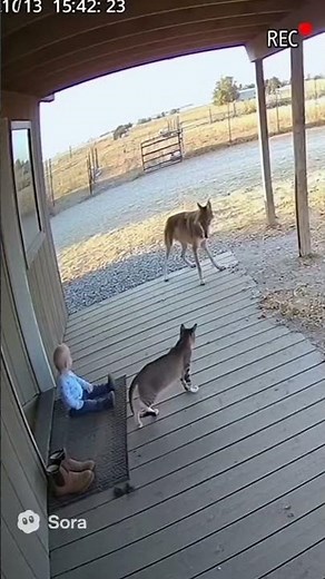 Cat Saves Baby from Wild Animal | Real CCTV Footage! 🐱👶