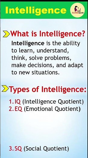 What is Intelligence? | Types of Intelligence (IQ, EQ, SQ & MQ) | ConfidoSpeak