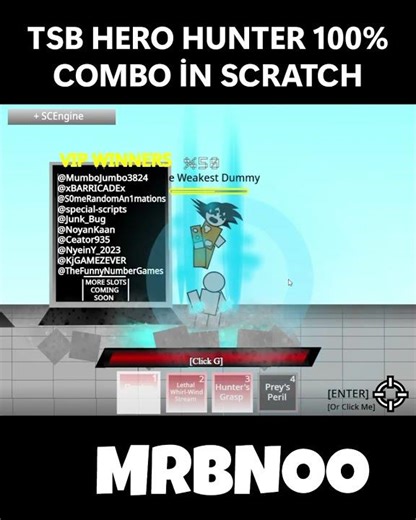 TSB HERO HUNTER 100% COMBO İN SCRATCH #scratch #tsb #fighting